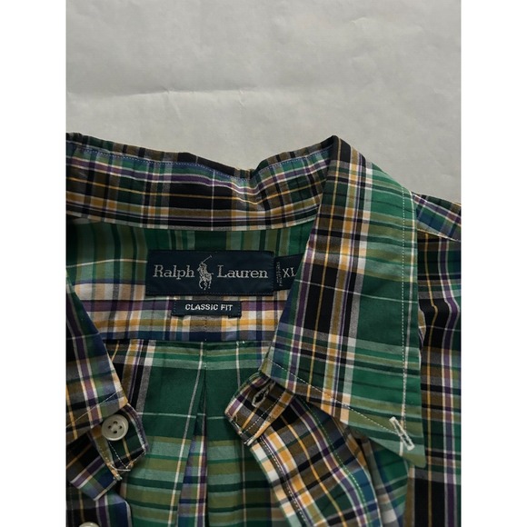 Ralph Lauren Mens Colorful Plaid Button Shirt Green Pony Classic Fit Size XL EUC - Picture 2 of 4